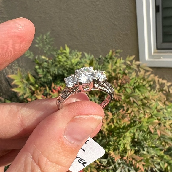 Sterling Silver CZ Engagement Ring - Picture 6 of 6